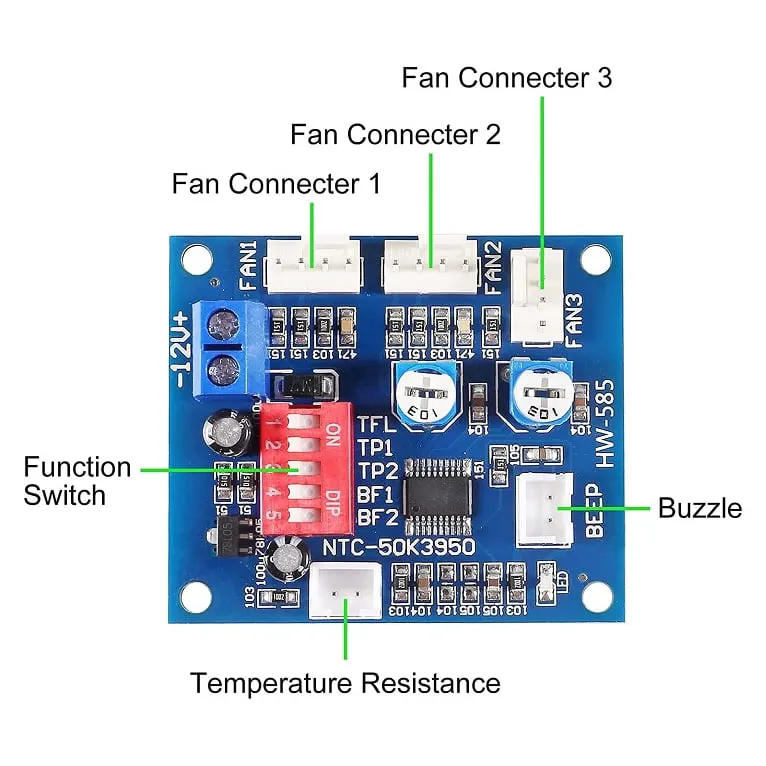 DC 12V PWM Fan Controller with Temperature Probe