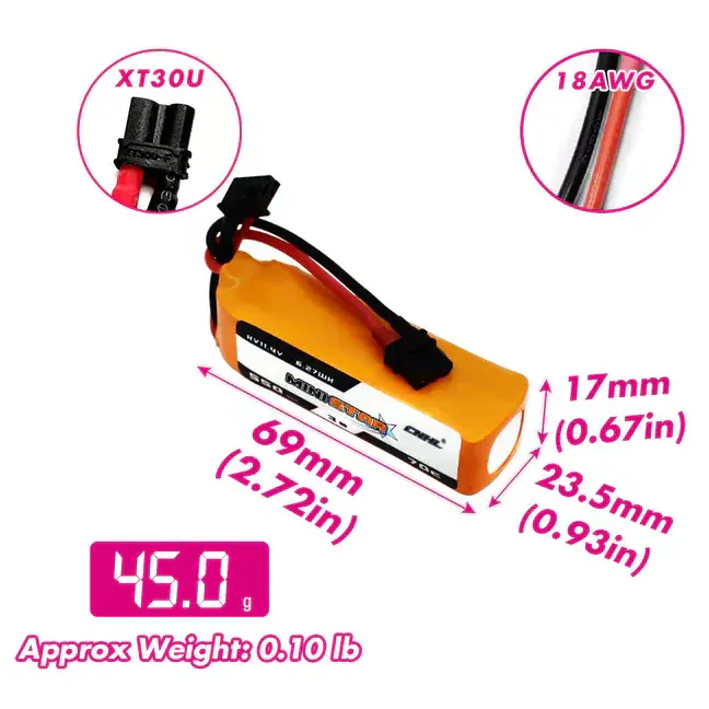 CNHL MiniStar HV 550mAh 11.4V 3S 70C LiPo Battery (3pcs)