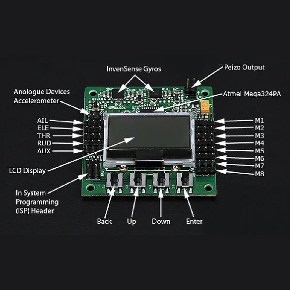 KK2.1.5 LCD Multirotor Flight Controller (MPU6050, ATmega644PA)