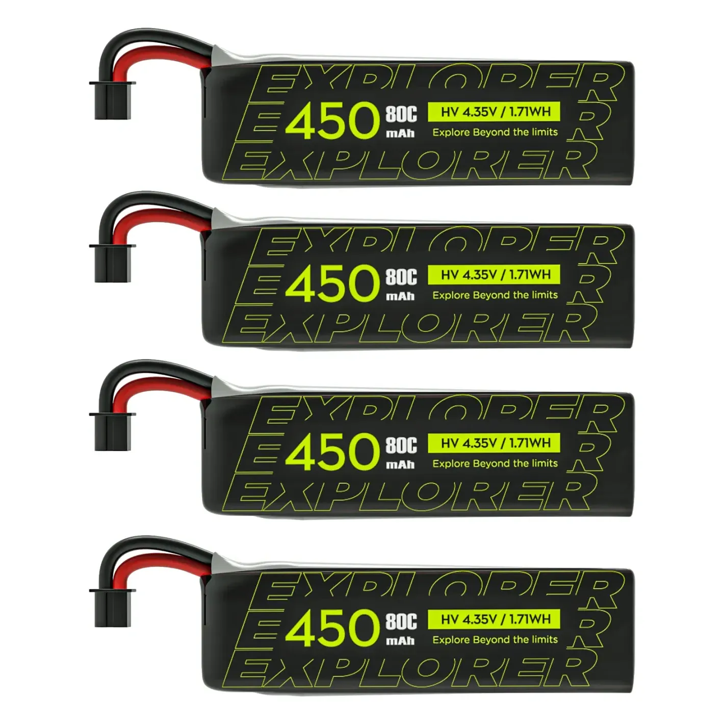 Flywoo Explorer 1S 450mAh HV LiPo Battery (A30 Plug, 4-Pack)