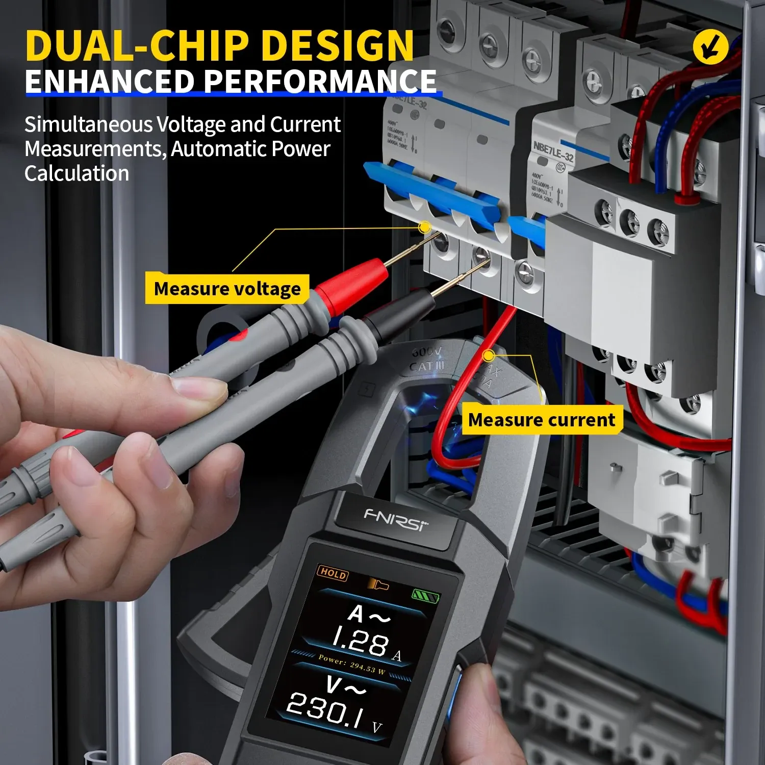 FNIRSI DMC-100 DC/AC Current Voltage Clamp Meter Multimeter