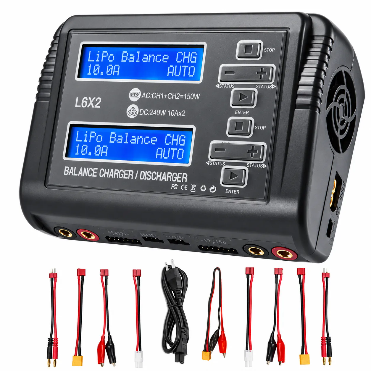 HTRC L6X2 AC 150W / DC 240W 10A Dual-Channel 1-6S Charger