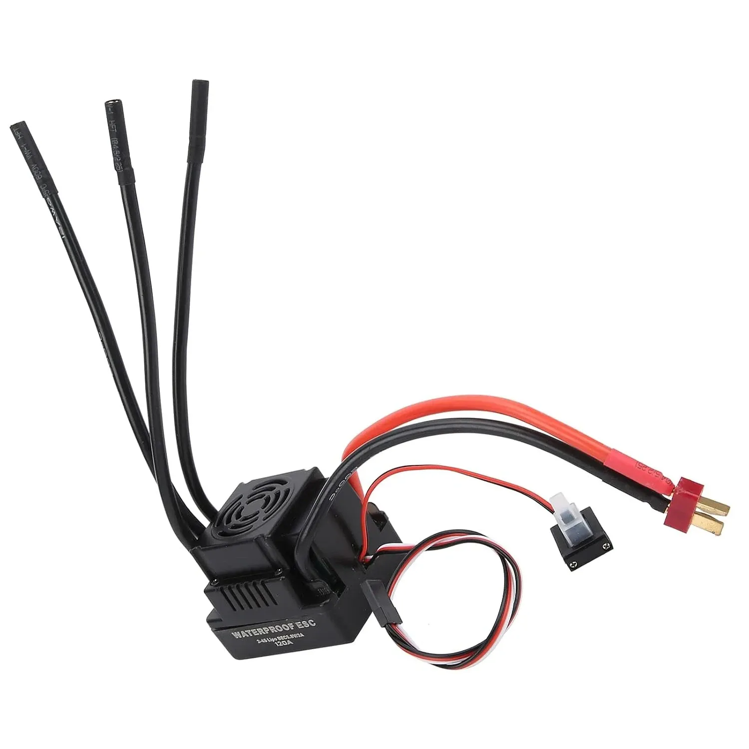 ReadyToSky Waterproof Brushless ESC with 5.8V 3A BEC for 1/8 and 1/10 RC Cars — Version: 120A, T-Plug
