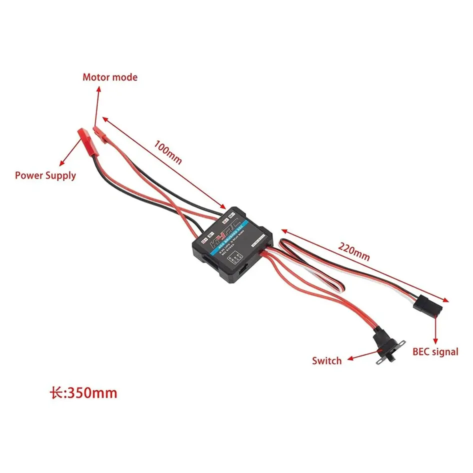 ReadyToSky Two-Way 40A Brushed ESC with 6V/3A BEC for 1/16–1/18 RC Cars