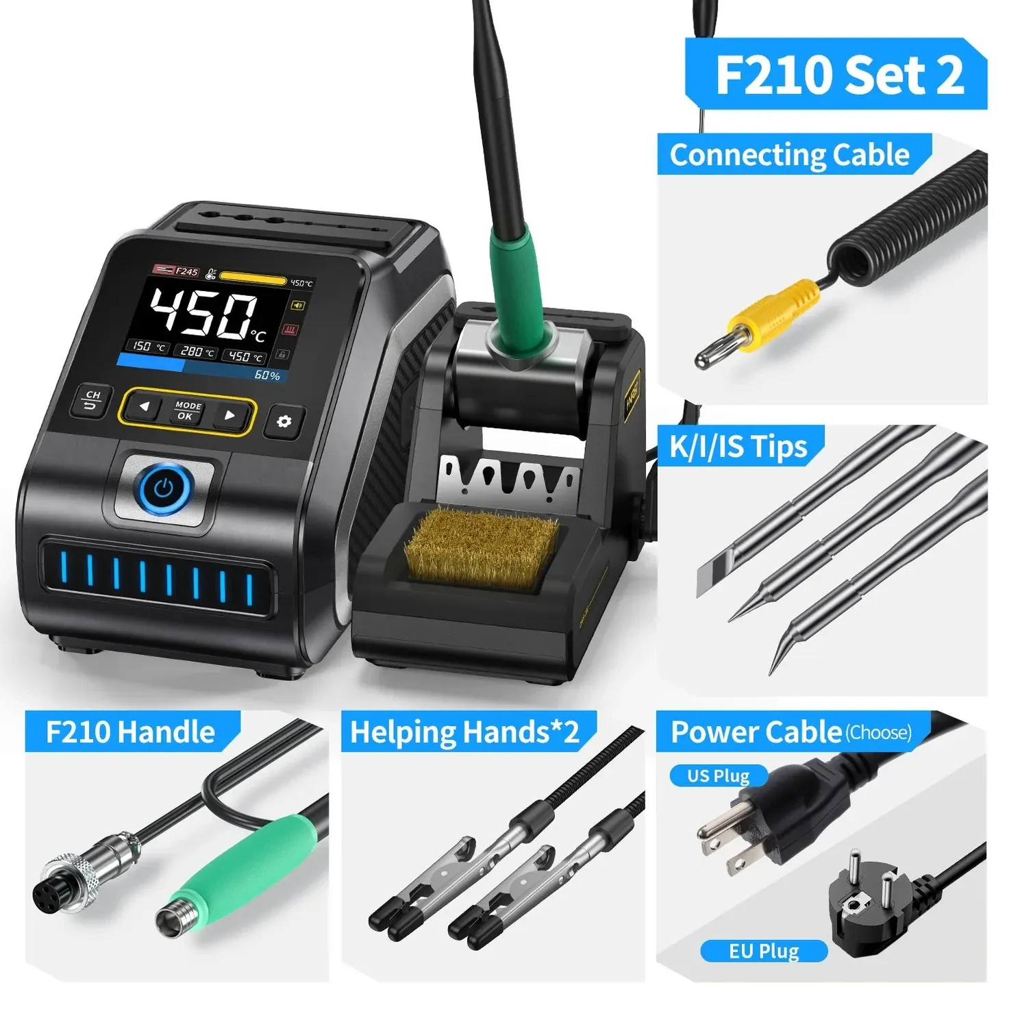 FNIRSI DWS-200 200W Rapid Heating Soldering Iron Station Kit