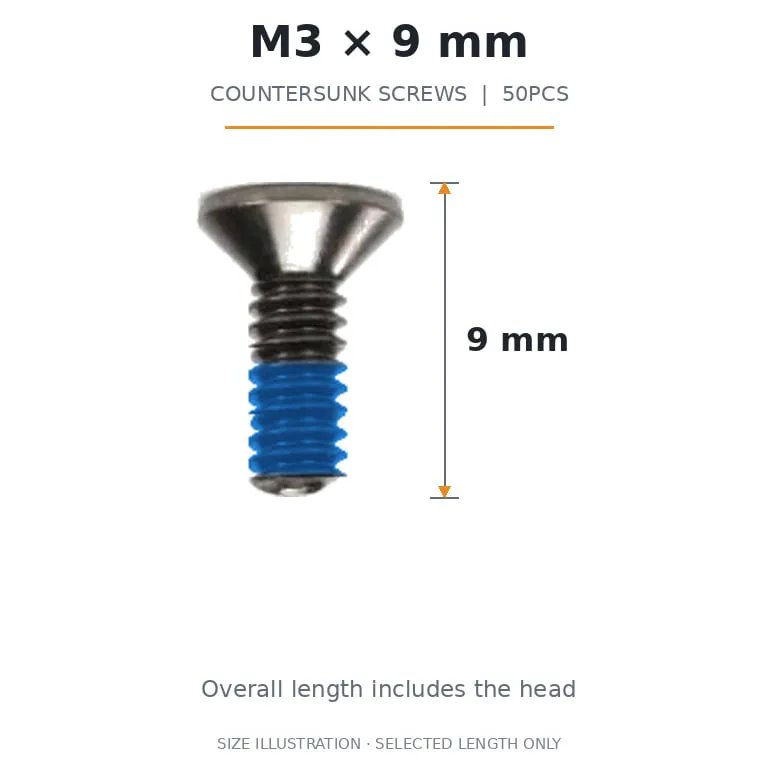 FlyFishRC M3 Countersunk Screws Pack (50PCS) — Length: 9mm