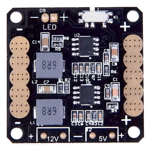 CC3D V2 ZMR PDB with 5V/12V Dual BEC, LC Filter & LED Switch