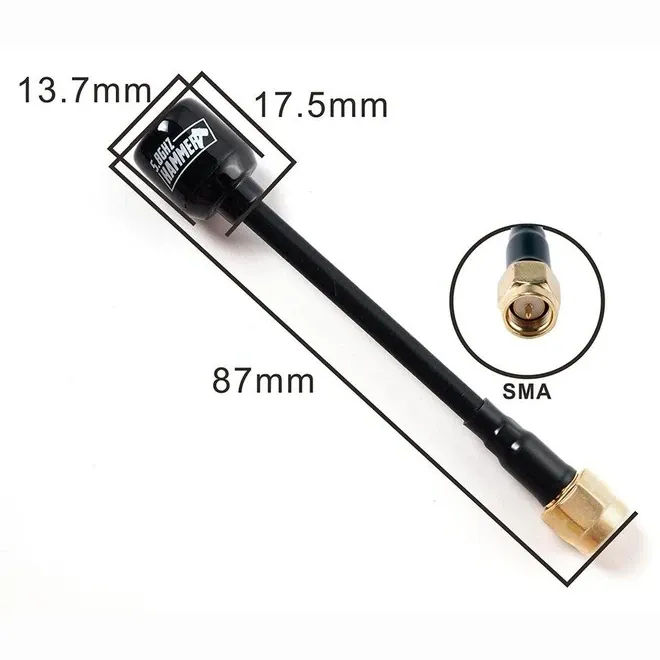 HGLRC Mini Hammer Antenna 2.5dBi 5.8G SMA/MMCX/UFL — Connector: SMA / Polarization: RHCP