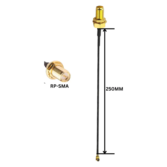 TrueRC U.FL to RP-SMA Pigtail RG178 — Length: 250MM