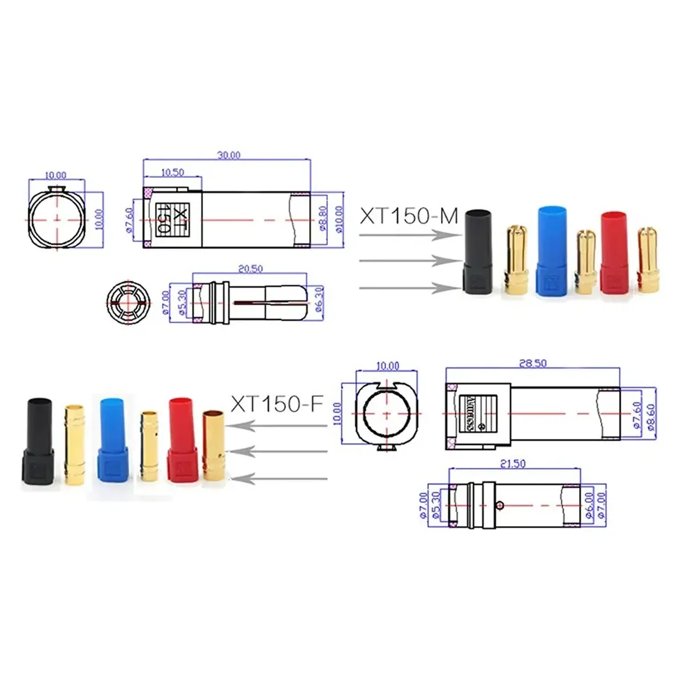 AMASS XT150 Connector (Red) — Connector: Female, Connector: Male