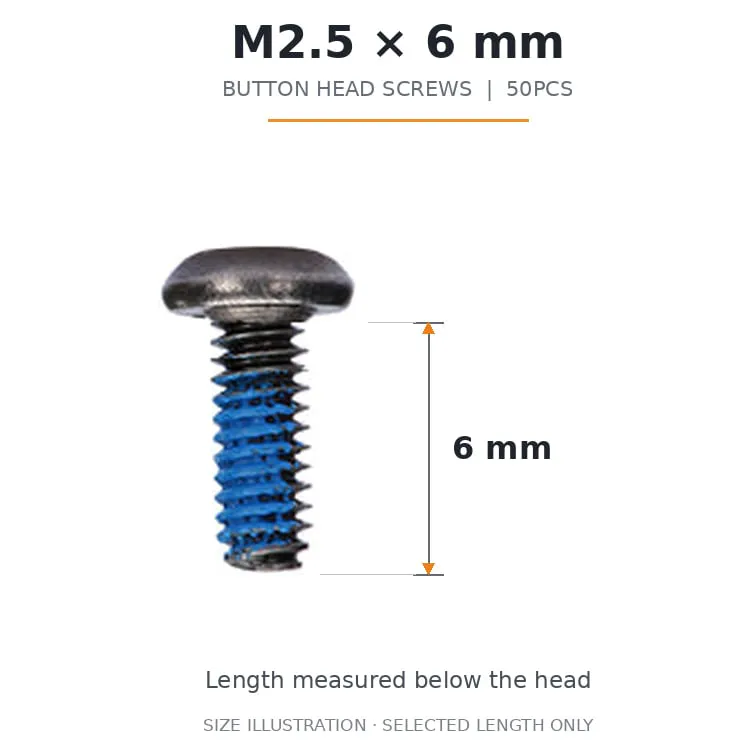 FlyFishRC M2.5 Button Head Screws Pack (50PCS) — Length: 6mm