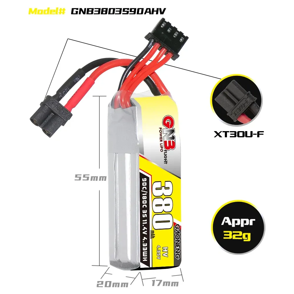 GNB 3S 380mAh 90C LiPo Battery (XT30)
