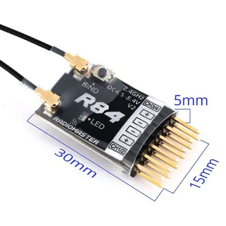RadioMaster R84 V2 4CH PWM Receiver (D8/D16/SFHSS)