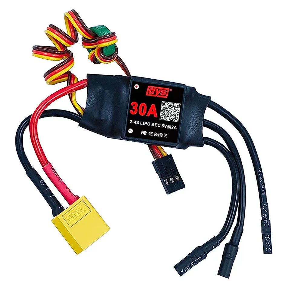 DYS 30A 2-4S Brushless ESC with 5V/2A BEC, XT60 & 3.5mm Bullets