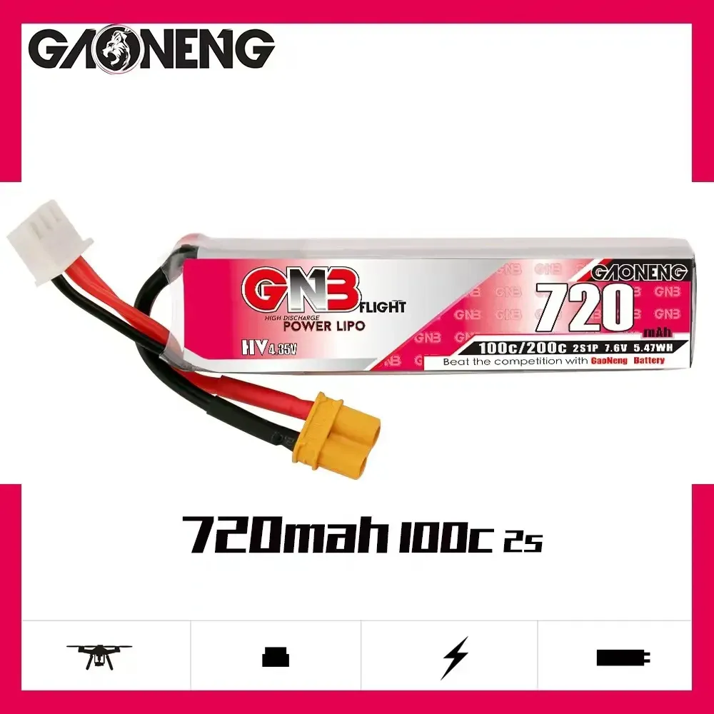 Gaoneng 720mAh 2S 100C 7.6V LiHV Battery - XT30