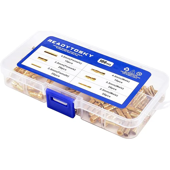 Gold Bullet Connector Kit, 2mm / 3.5mm / 4mm (100 Pcs)