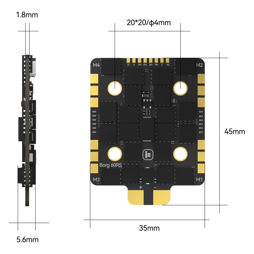 iFlight Borg 5S RX ELRS Stack with Borg 60RS ESC (20x20)