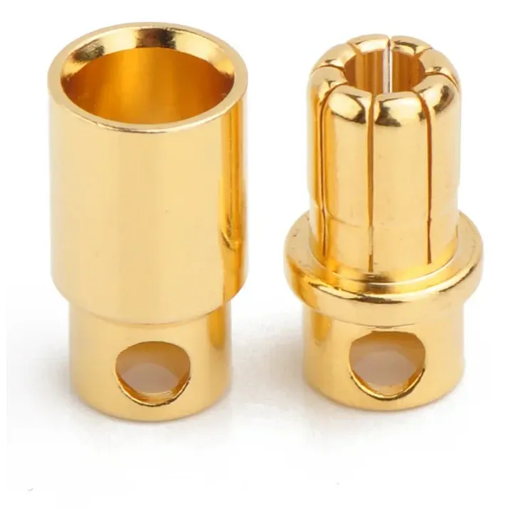 8mm Gold-Plated Cross-Cut Banana Bullet Connector — Connector: Male + Female