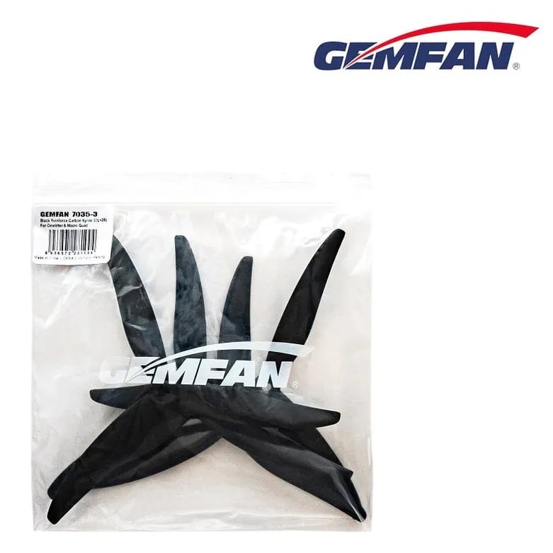 Gemfan Cinelifter 7035 7" 3-Blade Propeller - Reinforced Carbon Nylon (Set of 4 — 2CW+2CCW)