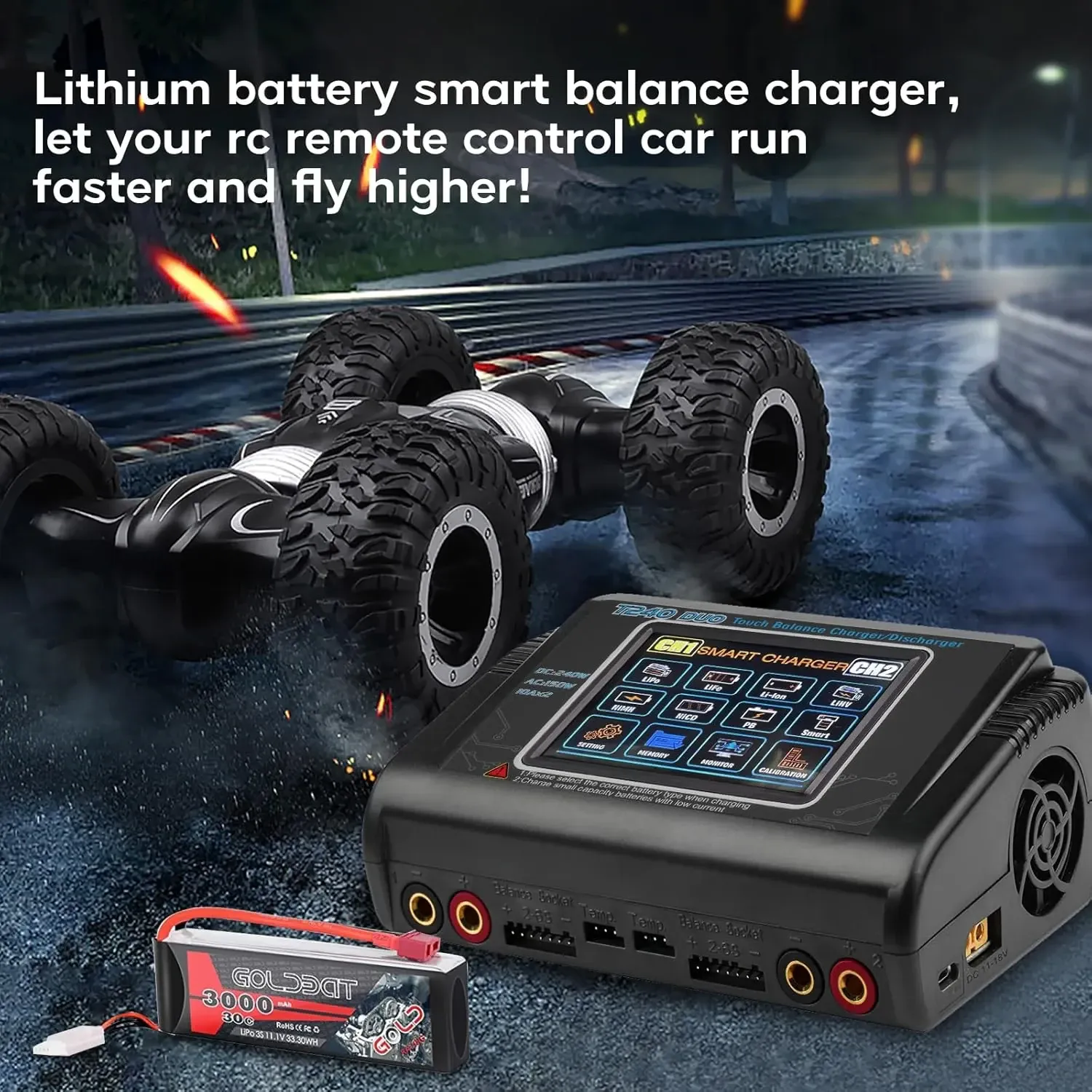 HTRC T240 Duo AC/DC Balance Charger (150W/240W, 10A)