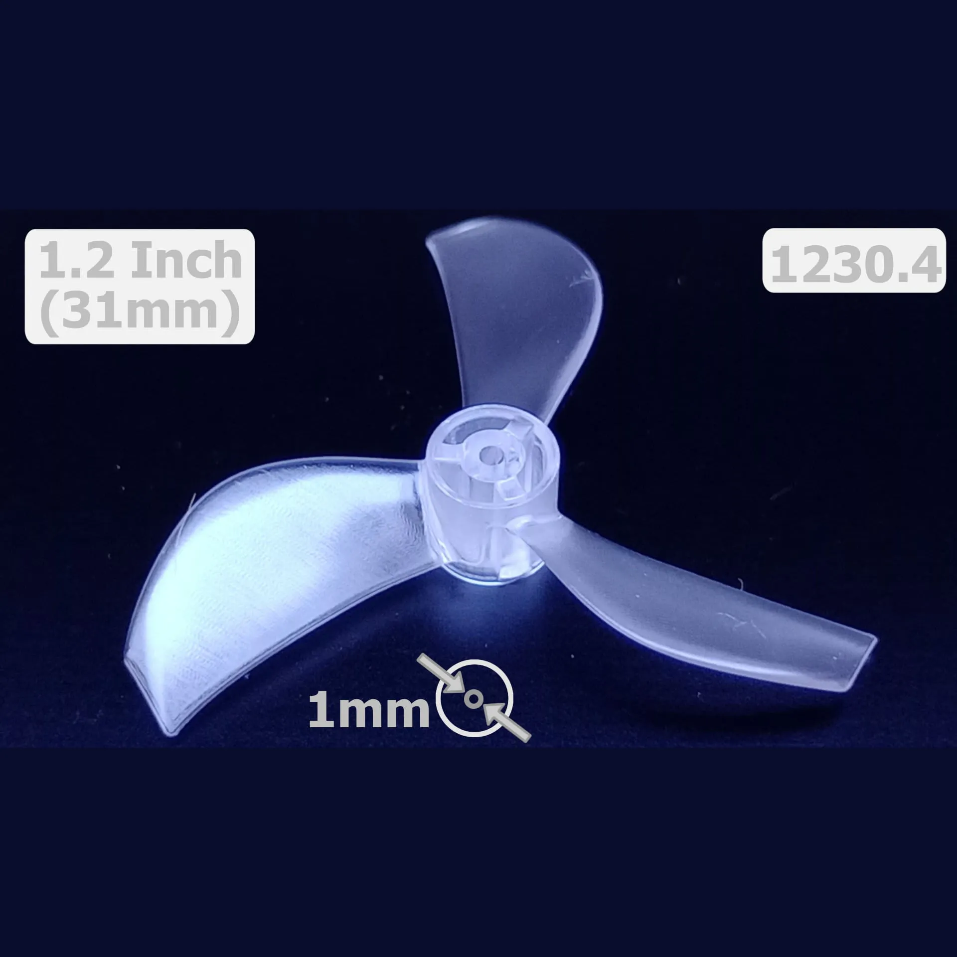NewBeeDrone AZI Tri-Blade 31mm 1.0mm Shaft Propeller (4CW+4CCW) — Color: Clear