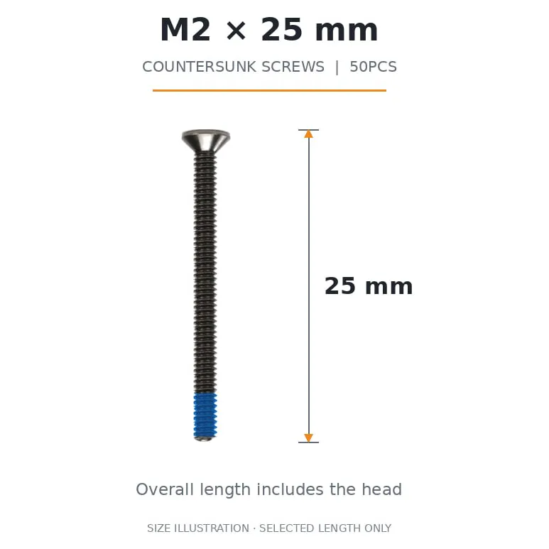 FlyFishRC M2 Countersunk Screws Pack (50PCS) — Length: 25mm