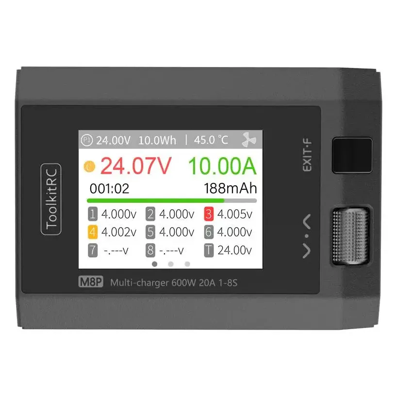ToolkitRC M8P 600W 20A DC Balance Charger (1-8S, XT60)