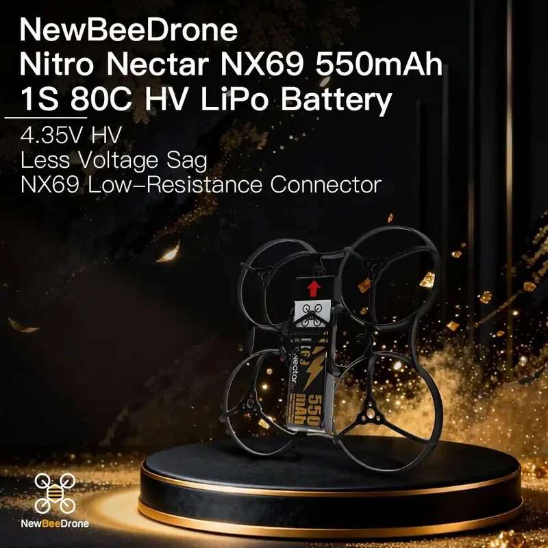 NewBeeDrone Nitro Nectar NX69 1S 550mAh 80C HV LiPo Battery