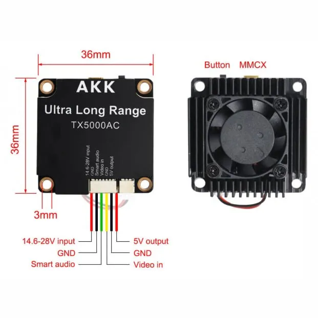 AKK TX5000AC Ultra Long Range 5W 80CH VTX (4.9–6G)