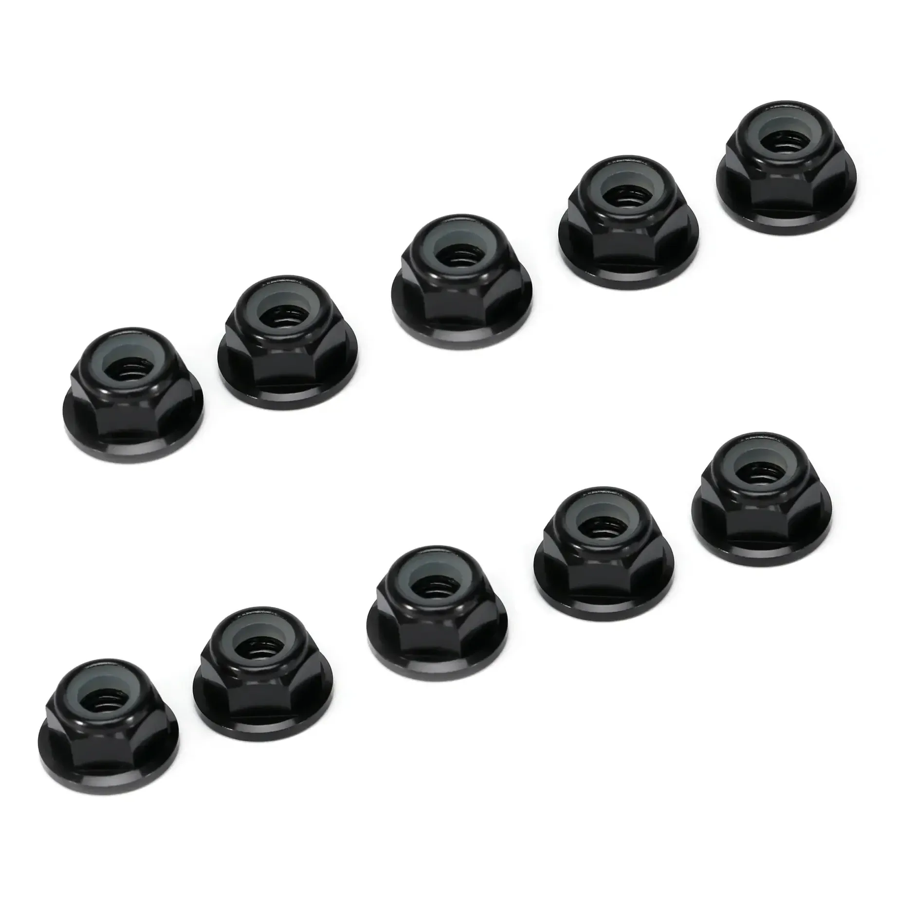M5 Anodised Aluminium Flange Nylon Lock Nut (4 Pcs) — Color: Black