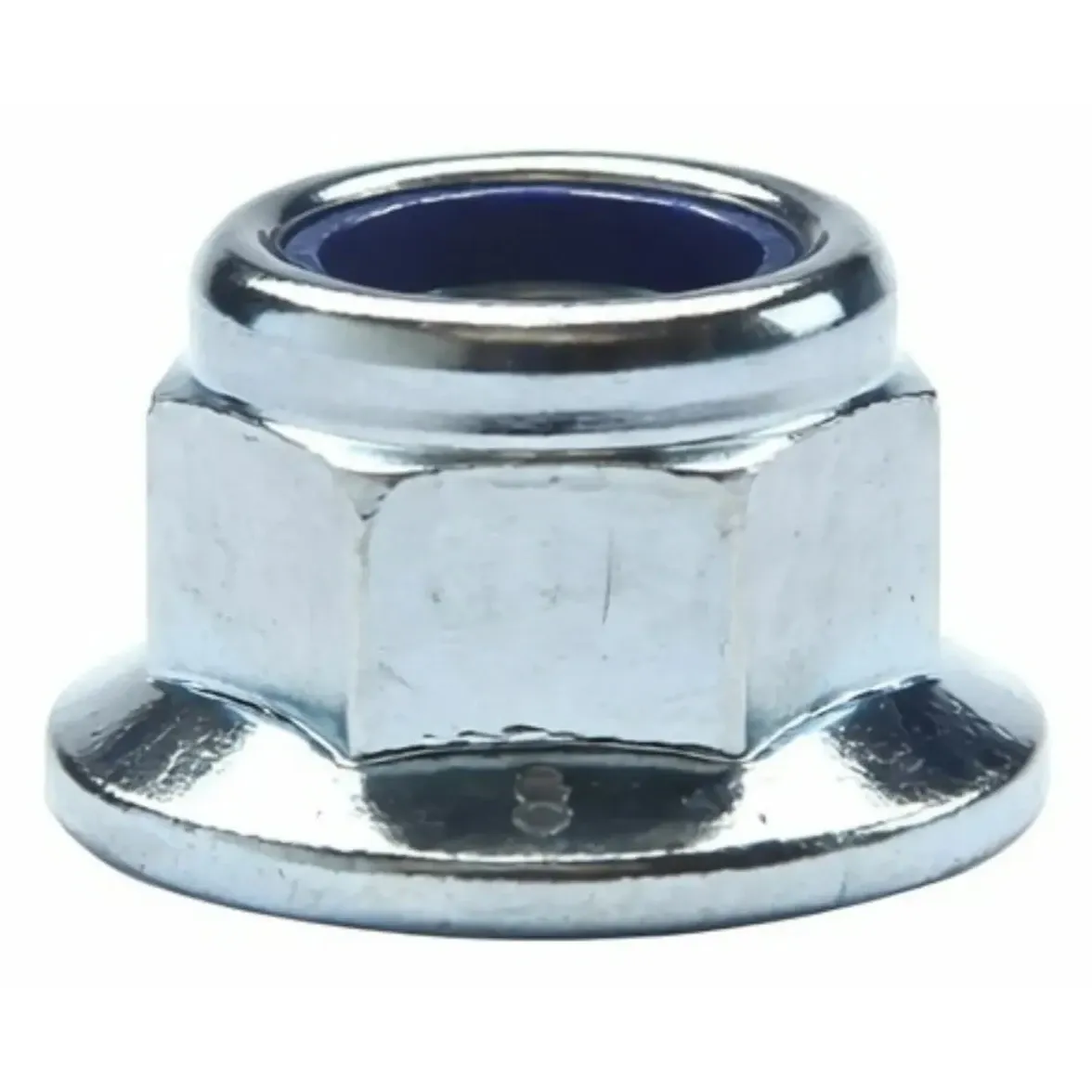 M6 Hex Flange Lock Nut, Grade 10 Blue Zinc Plated Steel