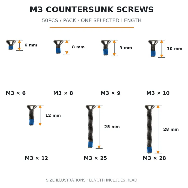 FlyFishRC M3 Countersunk Screws Pack (50PCS)