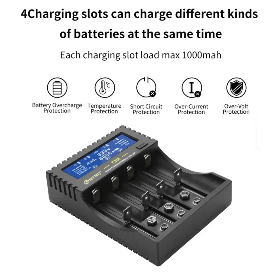 HTRC S4 LCD Smart Charger for 18650/26650/AA/AAA Batteries