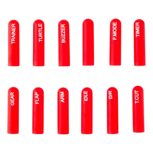 Labeled Silicone Switch Cover Set (12-Piece) — Color: Red / Length: Long