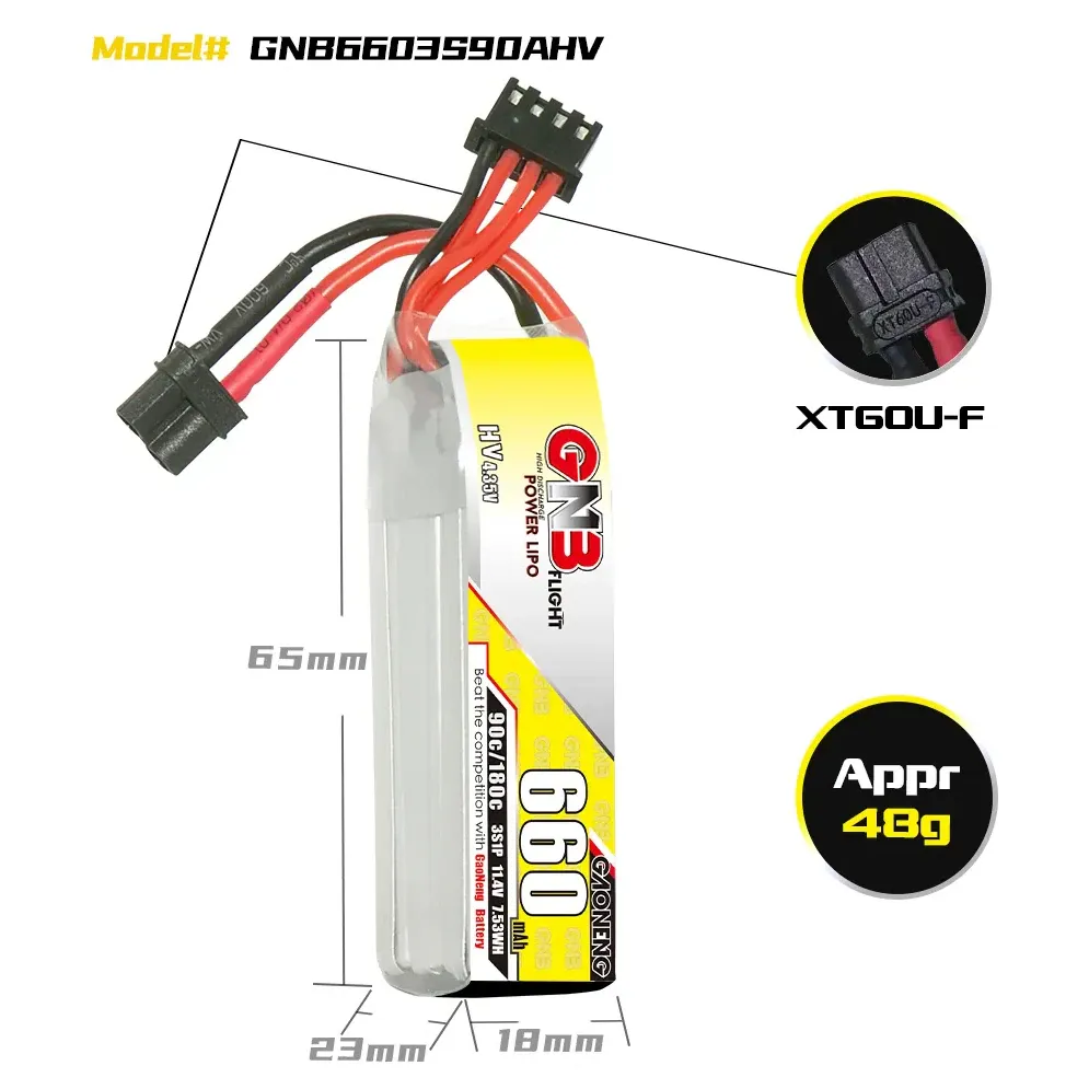 Gaoneng GNB 3S 11.4V 660mAh 90C LiHV Battery (XT30)
