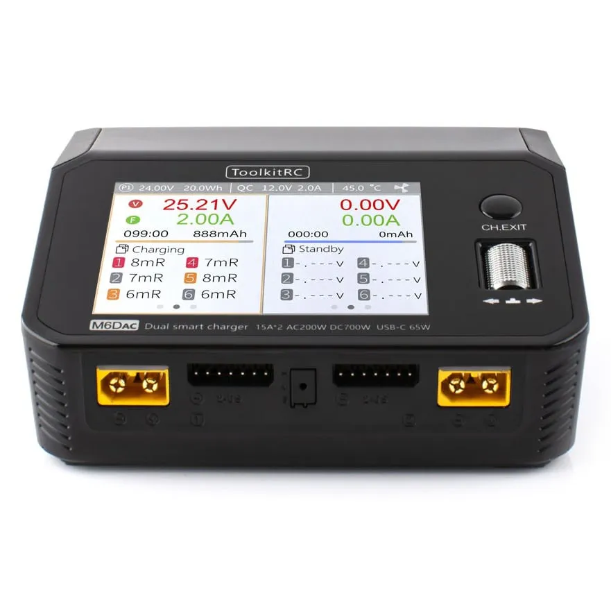 ToolkitRC M6DAC 200W AC/DC Dual-Channel Smart Charger