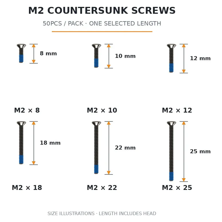 FlyFishRC M2 Countersunk Screws Pack (50PCS)