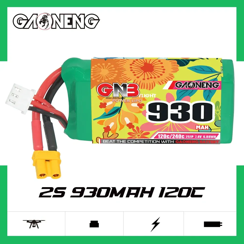 GAONENG GNB 930mAh 2S 7.4V 120C XT30 LiPo Battery