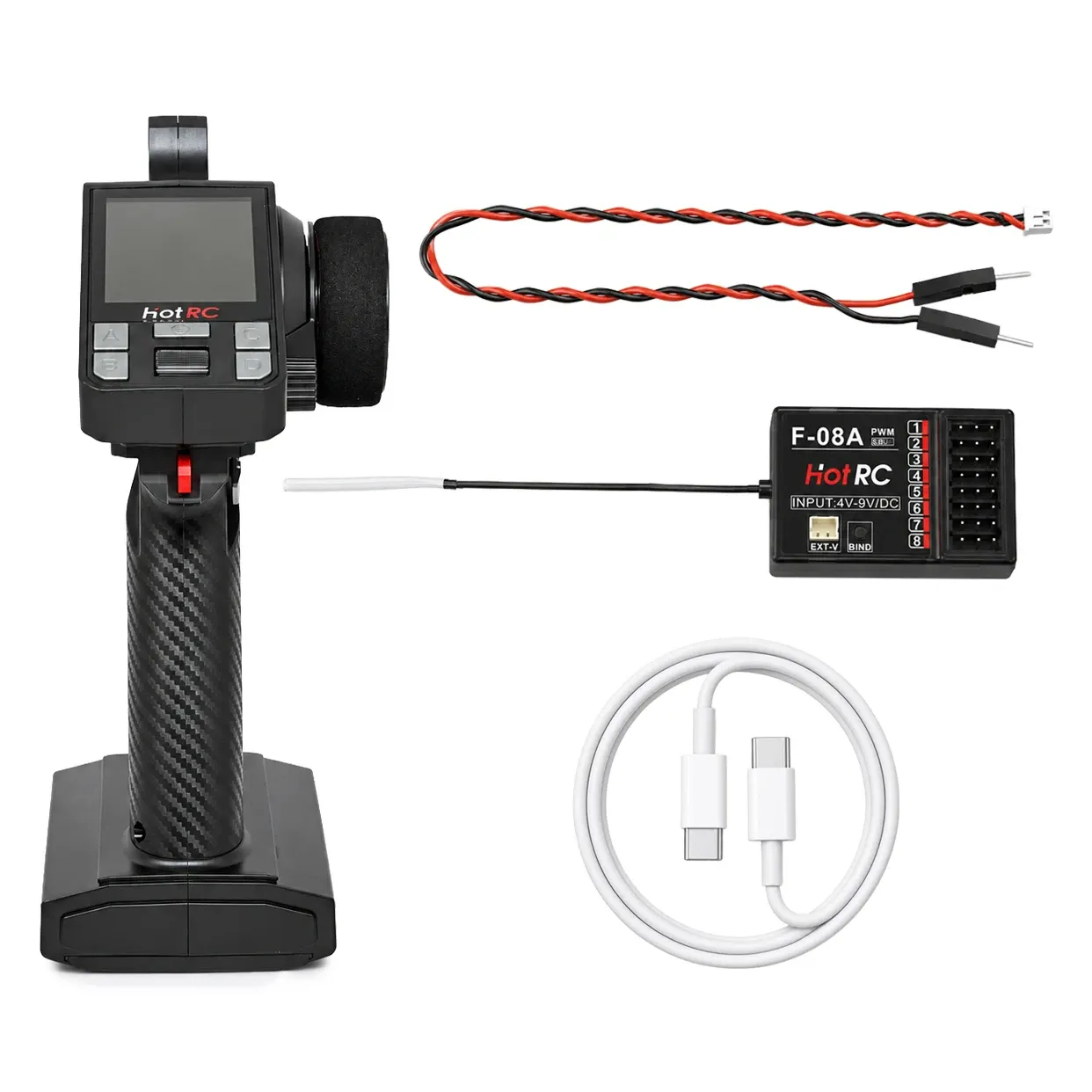 HotRC CT-8A Transmitter + F-08A Receiver PWM 2.4GHz