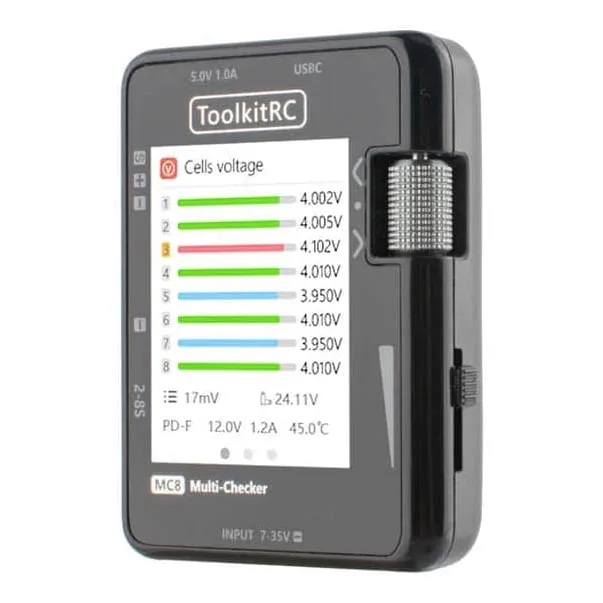 ToolkitRC MC8 Multi-Functional 2–8S Battery Checker