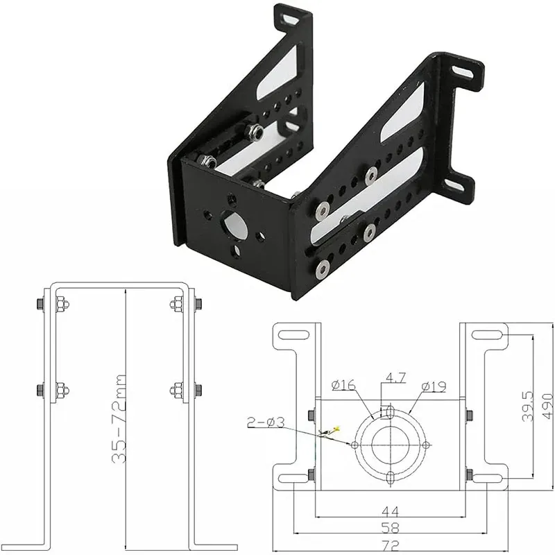 ReadyToSky Aluminium Motor Mounting Stand, Adjustable Height — Size: 35–72mm