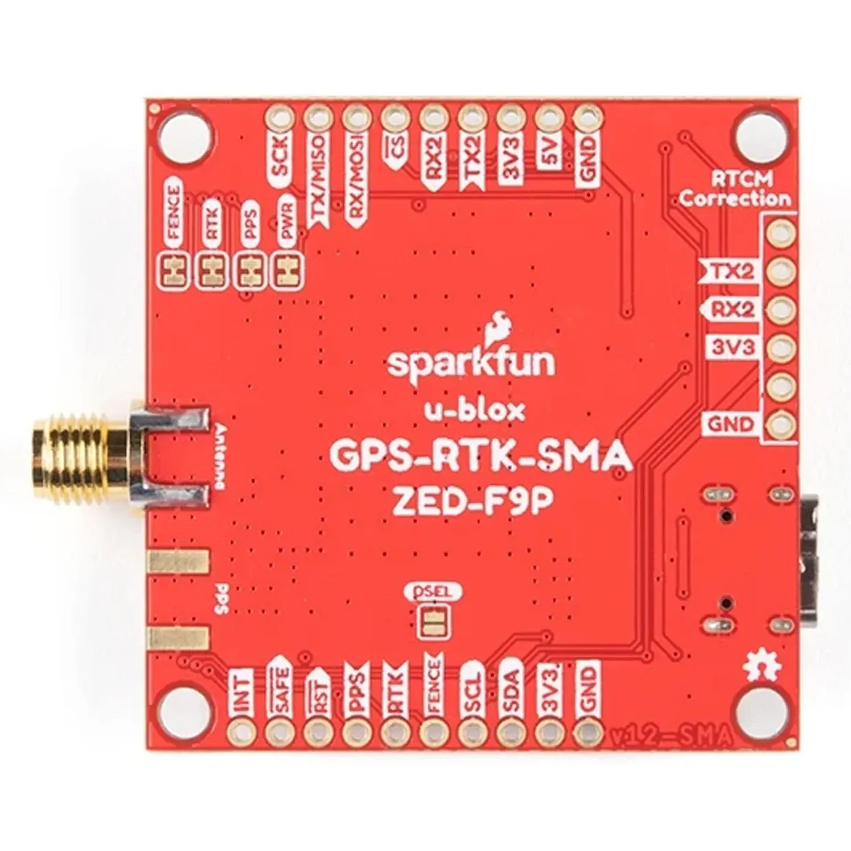 SparkFun GPS-16481 GPS-RTK Breakout - ZED-F9P, SMA Antenna (Qwiic)