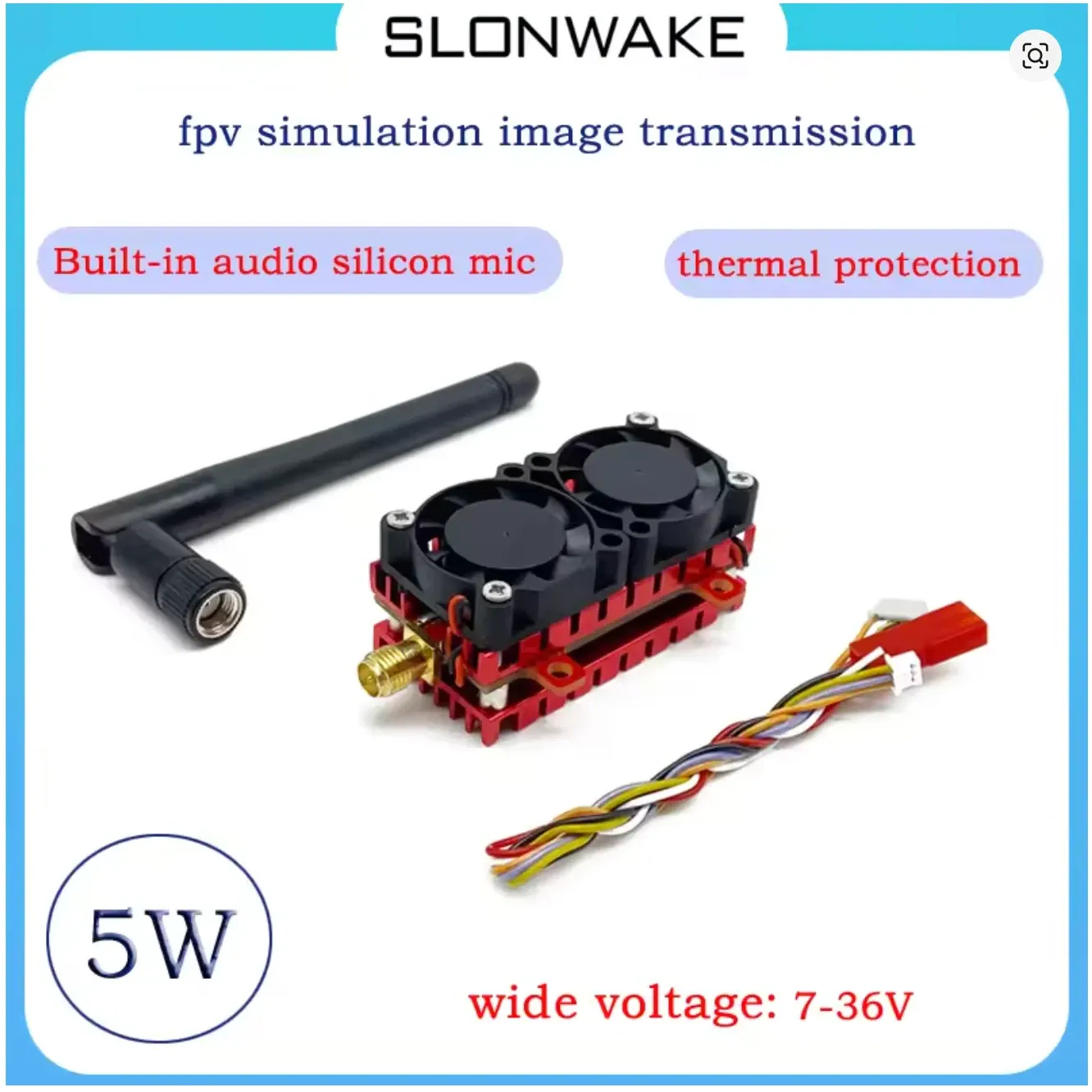 SLONWAKE 5.8G 5W 48CH Analog VTX (Adjustable, Built-in Mic)