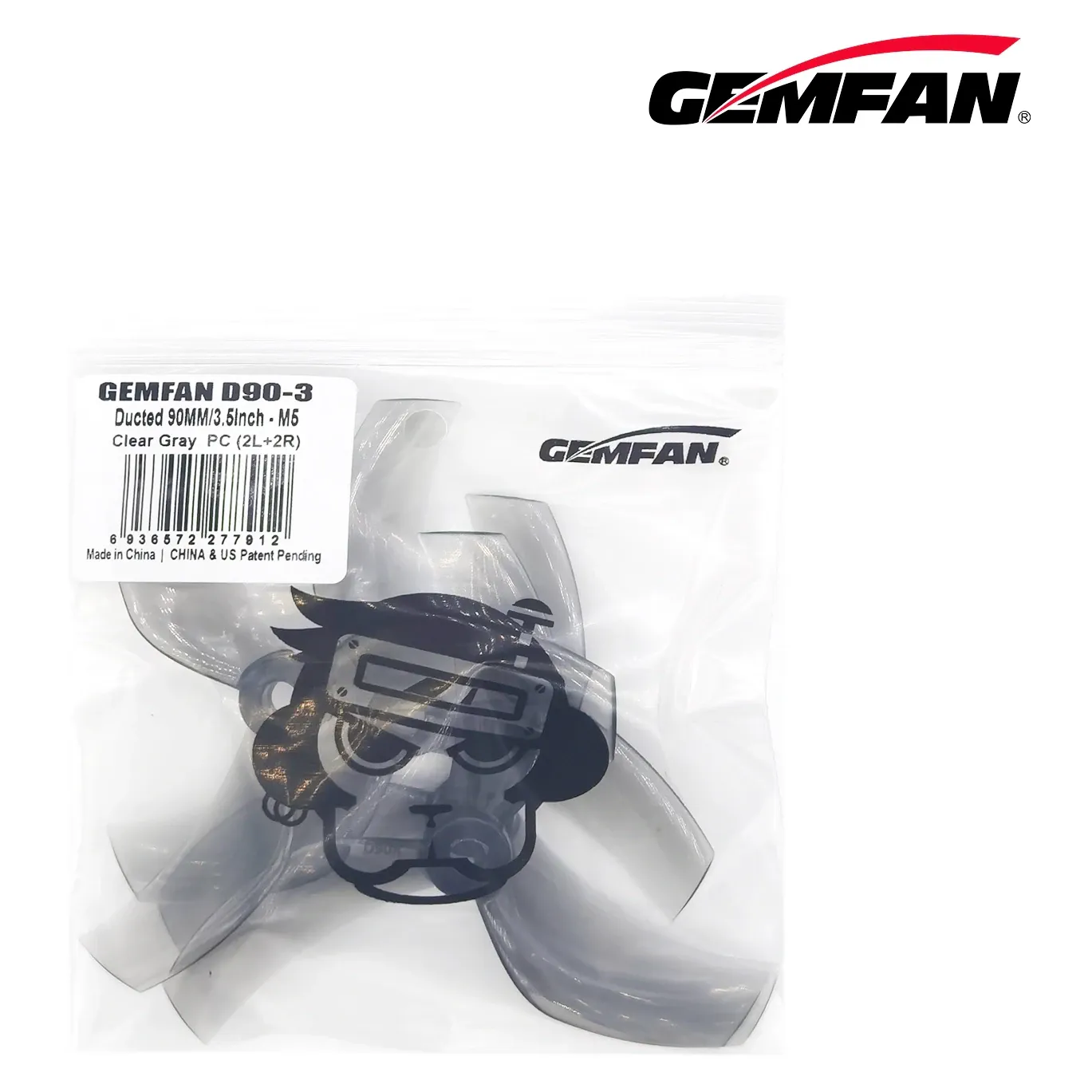 Gemfan D90 90mm Ducted 3-Blade Propeller — M5 Shaft (Set of 4 — 2CW+2CCW)