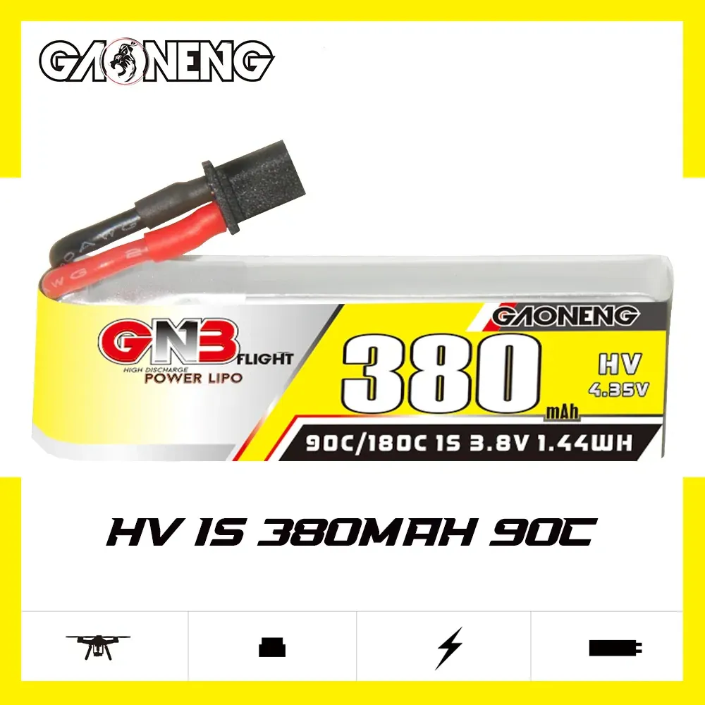 GAONENG GNB LiHV 1S 3.8V 380mAh 90C Battery (A30, Cabled)