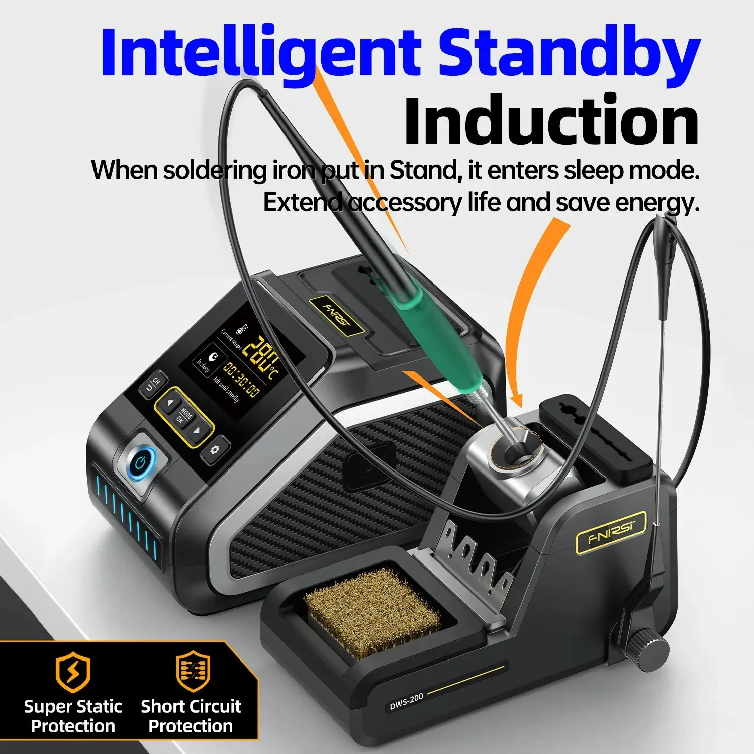 FNIRSI DWS-200 200W Rapid Heating Soldering Iron Station Kit