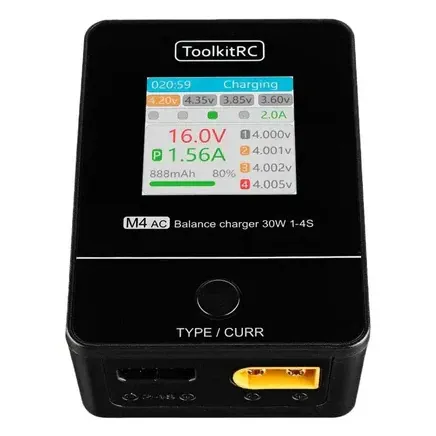 ToolkitRC M4AC 30W 2.5A Compact AC Balance Charger (XT60)