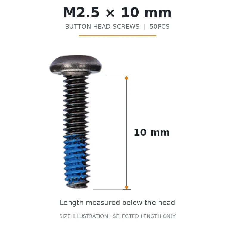 FlyFishRC M2.5 Button Head Screws Pack (50PCS) — Length: 10mm
