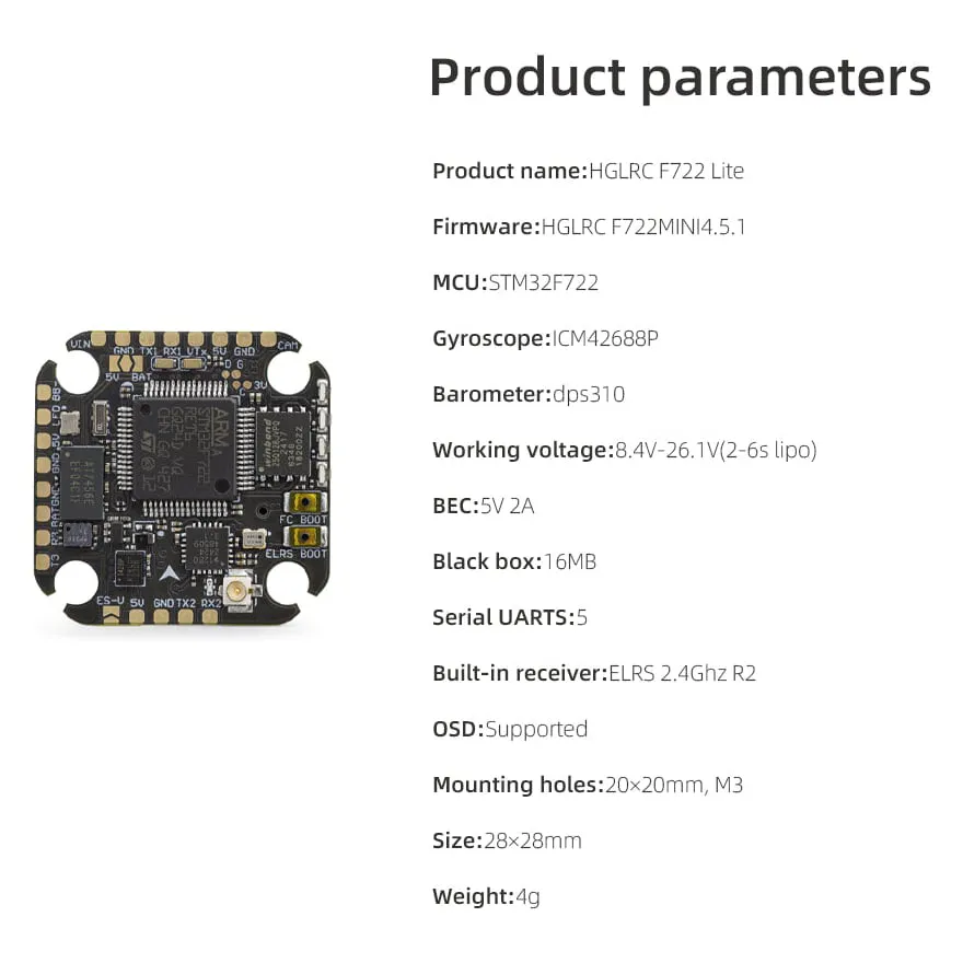 HGLRC Specter F722 Lite ELRS 2.4GHz Flight Controller