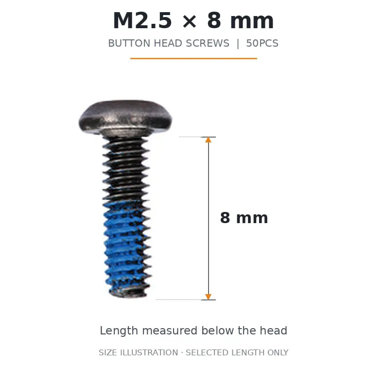 FlyFishRC M2.5 Button Head Screws Pack (50PCS) — Length: 8mm